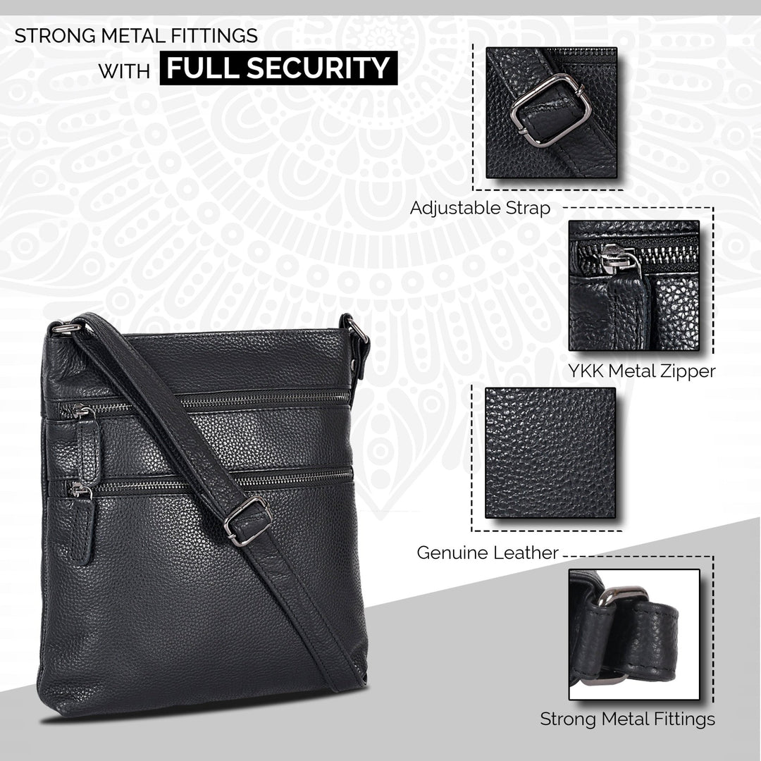 Leather Crossbody Purse Ottawa - Black