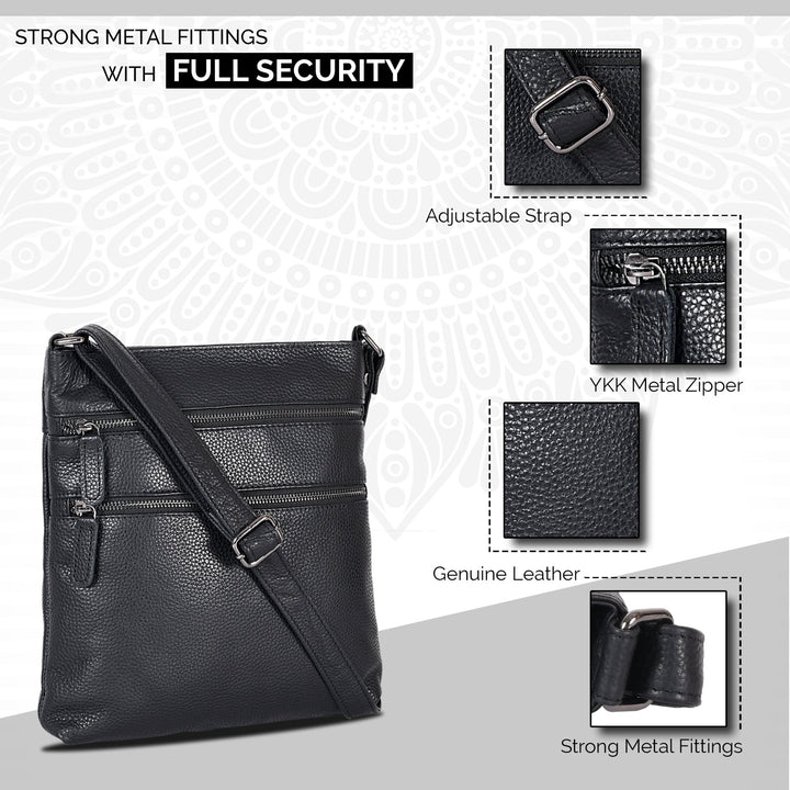 Leather Crossbody Purse Ottawa - Black