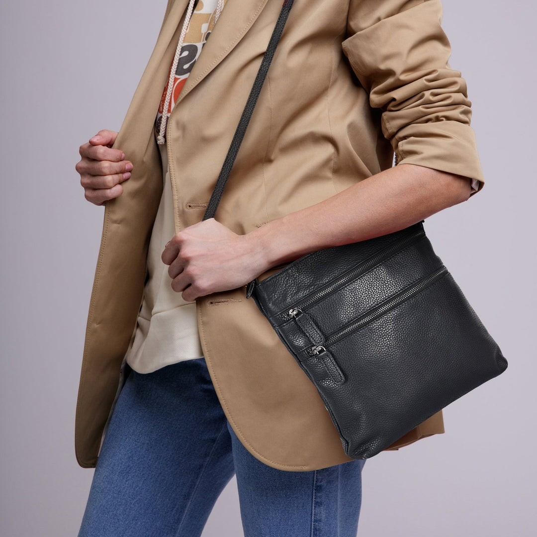 Leather Crossbody Purse Ottawa - Black