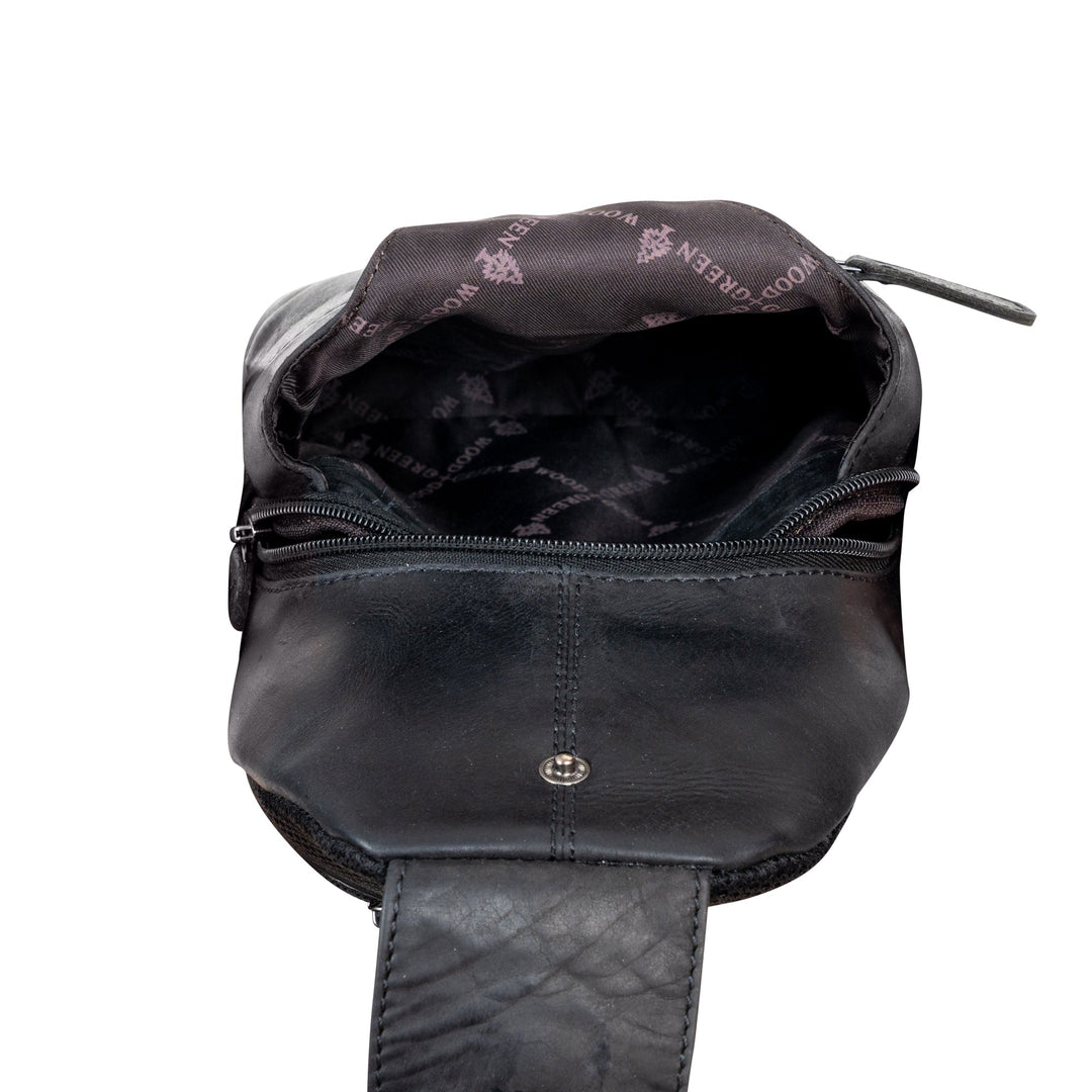 Greenwood Leather “Ranger” Sling Bag in Sandal – Genuine Distressed Leather Crossbody Chest Bag for Travel & Everyday Use