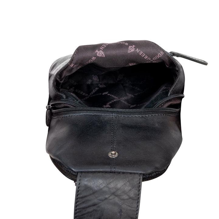 Greenwood Leather “Ranger” Sling Bag in Sandal – Genuine Distressed Leather Crossbody Chest Bag for Travel & Everyday Use