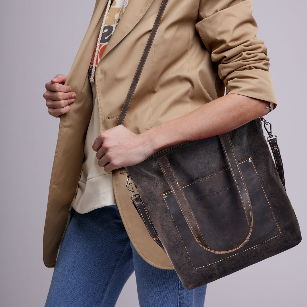 Classic Leather Tote Bag Colorado - Brown - Greenwood Leather