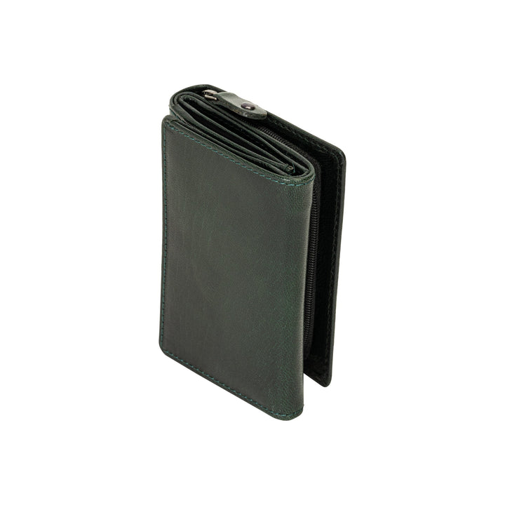 Leather Small Zip Wallet Viola Bottle Green - Greenwood Leather