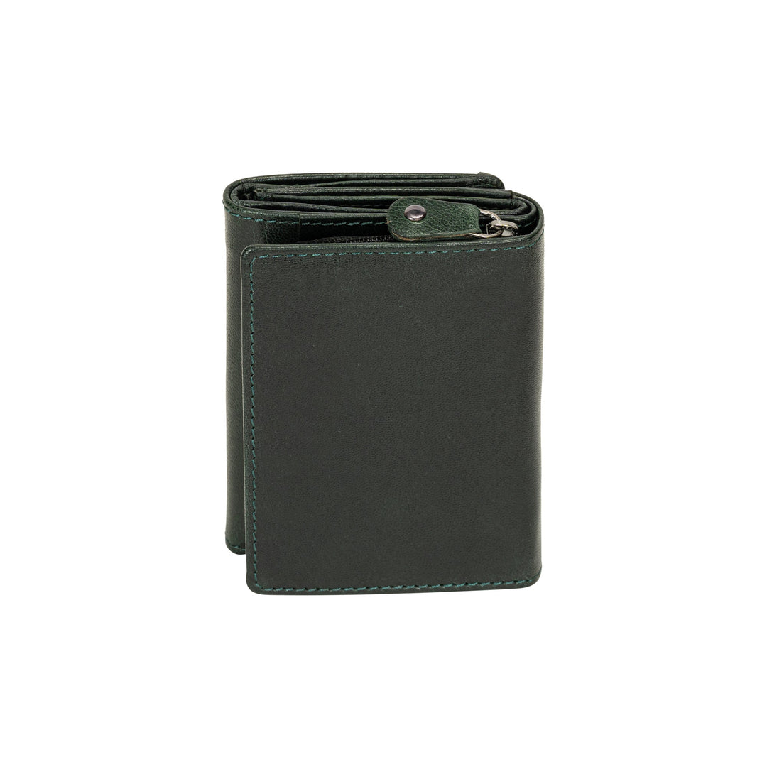 Leather Small Zip Wallet Viola Bottle Green - Greenwood Leather