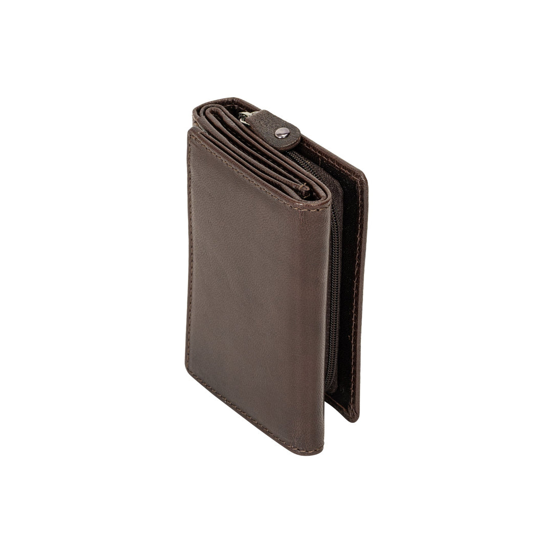 Leather Small Zip Wallet Viola Brown - Greenwood Leather