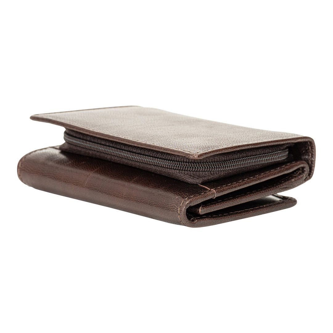 Leather Small Zip Wallet Viola Brown - Greenwood Leather