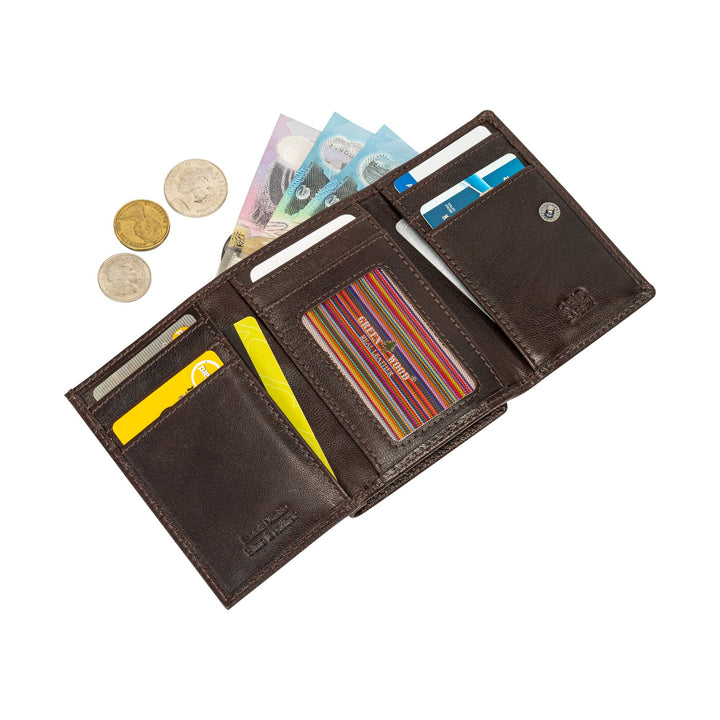 Leather Small Zip Wallet Viola Brown - Greenwood Leather