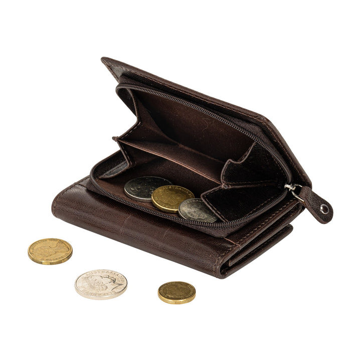 Leather Small Zip Wallet Viola Brown - Greenwood Leather