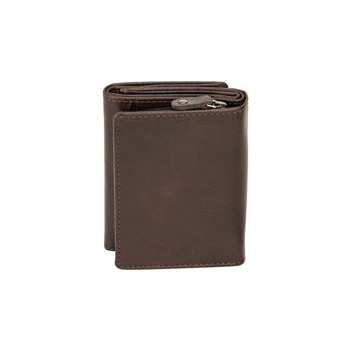 Leather Small Zip Wallet Viola Brown - Greenwood Leather