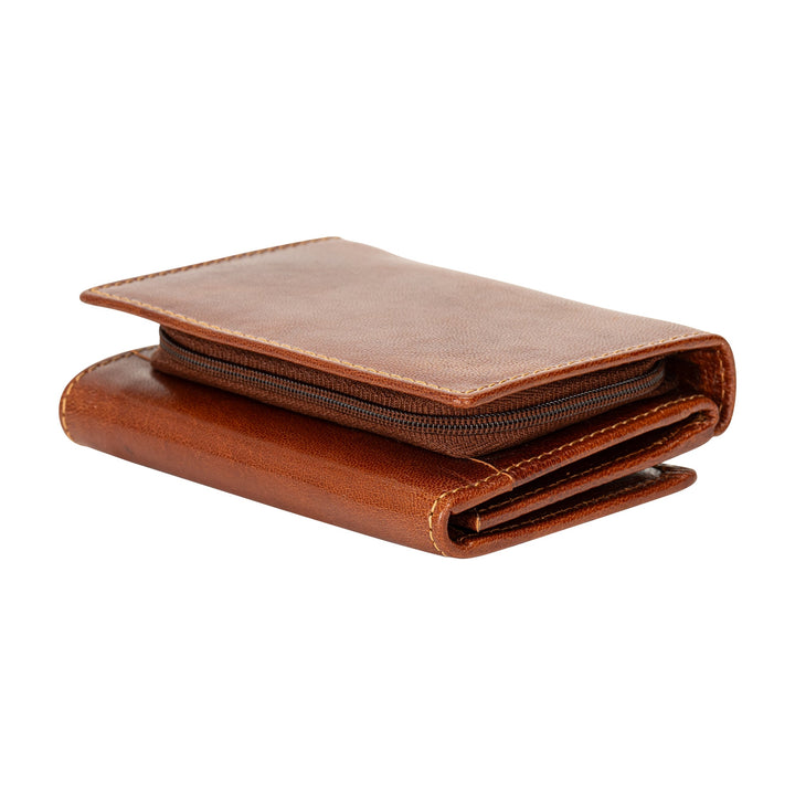 Leather Small Zip Wallet Viola Camel - Greenwood Leather