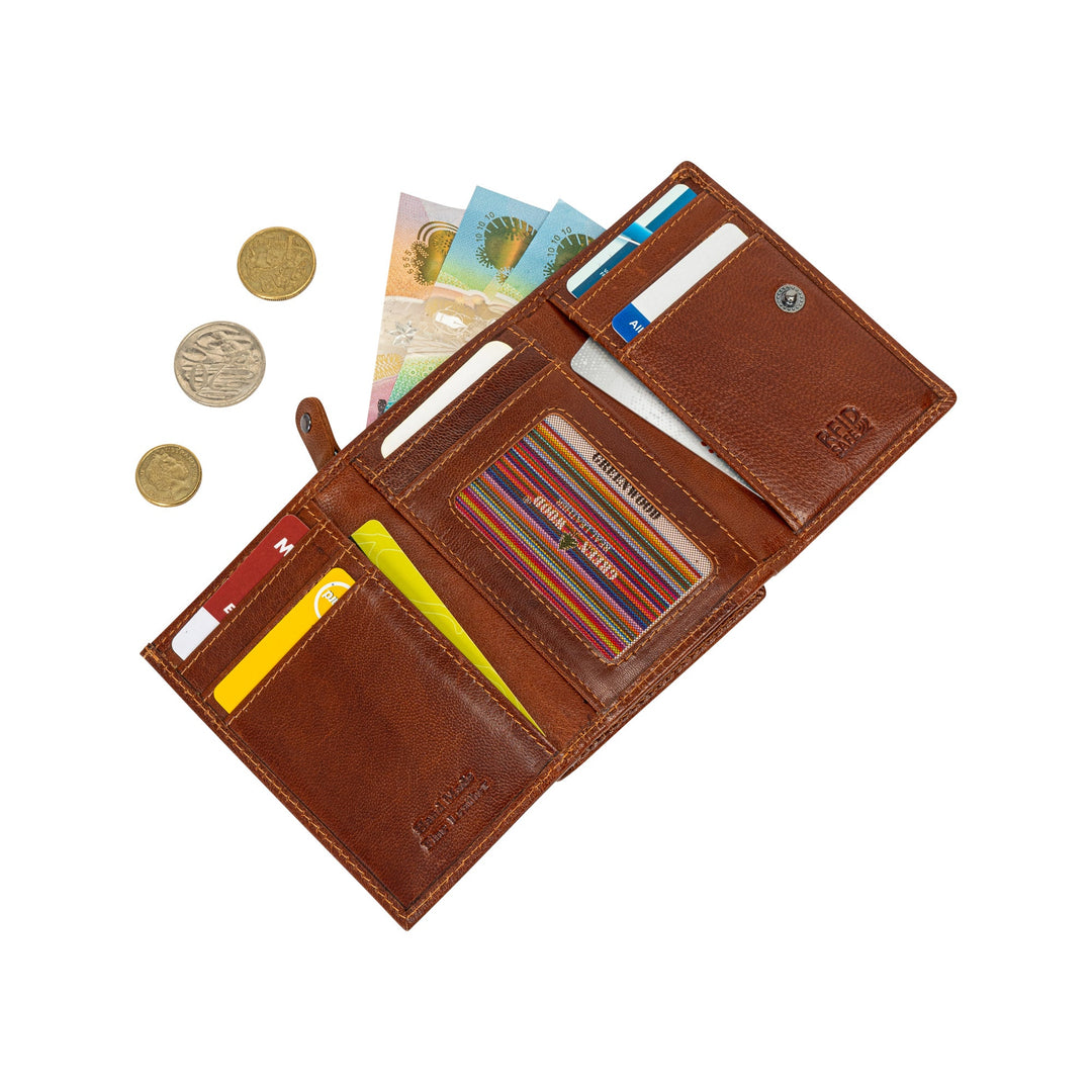 Leather Small Zip Wallet Viola Camel - Greenwood Leather