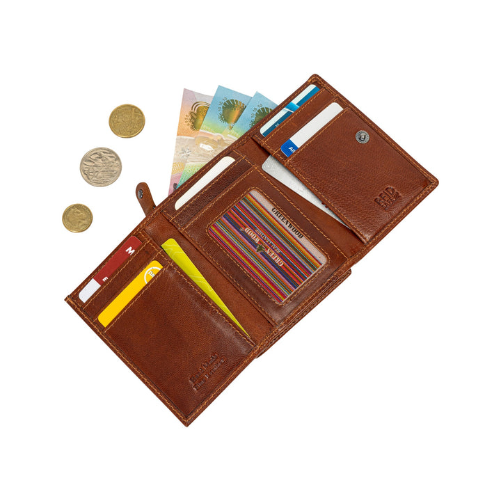 Leather Small Zip Wallet Viola Camel - Greenwood Leather