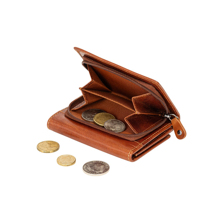 Leather Small Zip Wallet Viola Camel - Greenwood Leather