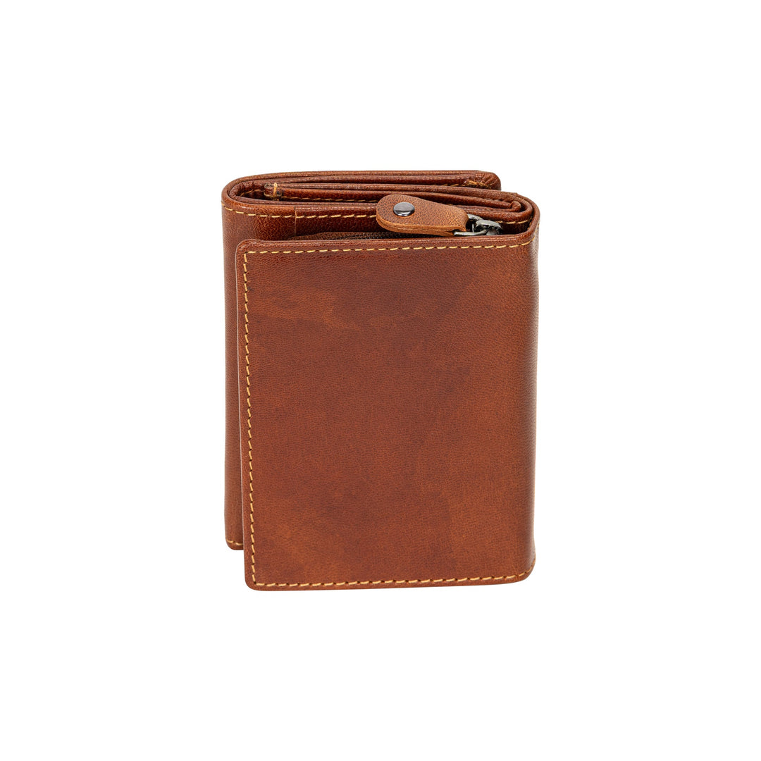 Leather Small Zip Wallet Viola Camel - Greenwood Leather