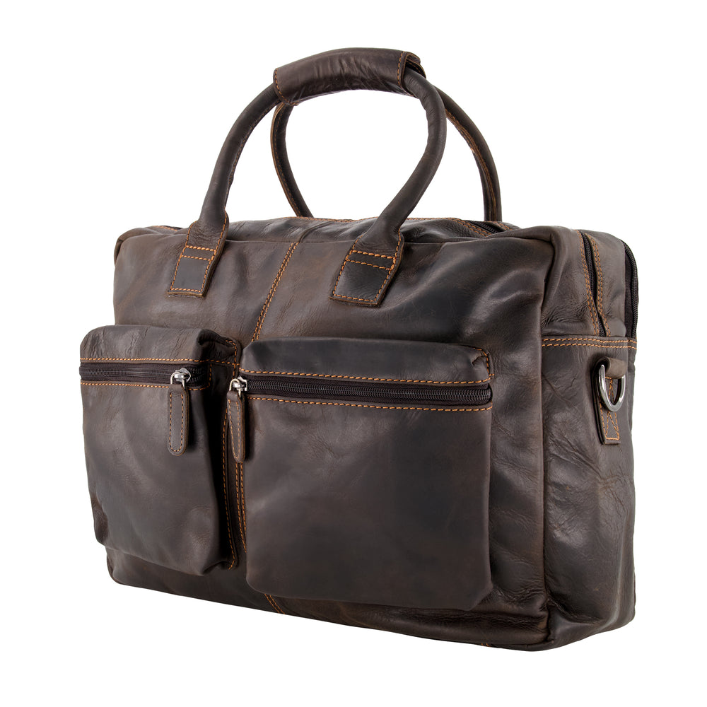 Leather Laptop Bag Brown Peter - Greenwood Leather