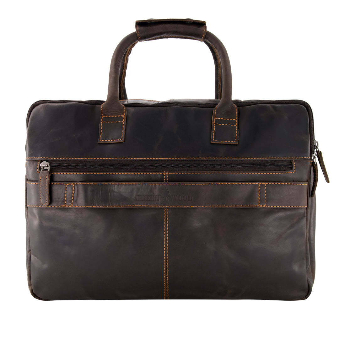 Leather Laptop Bag Brown Peter - Greenwood Leather