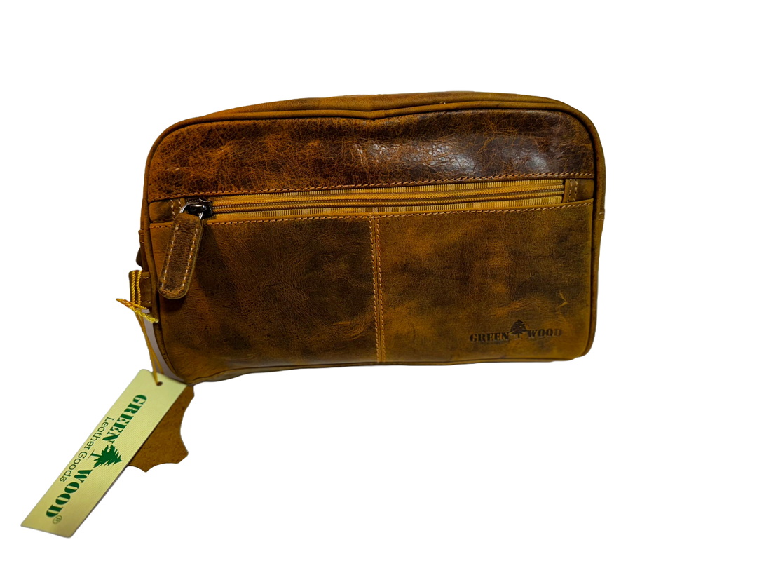 Leather Toiletry Bag Camel - Banff - Greenwood Leather