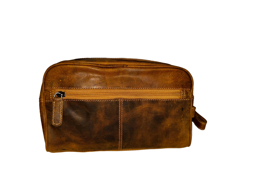 Leather Toiletry Bag Camel - Banff - Greenwood Leather