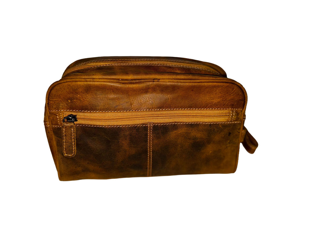 Leather Toiletry Bag Camel - Banff - Greenwood Leather