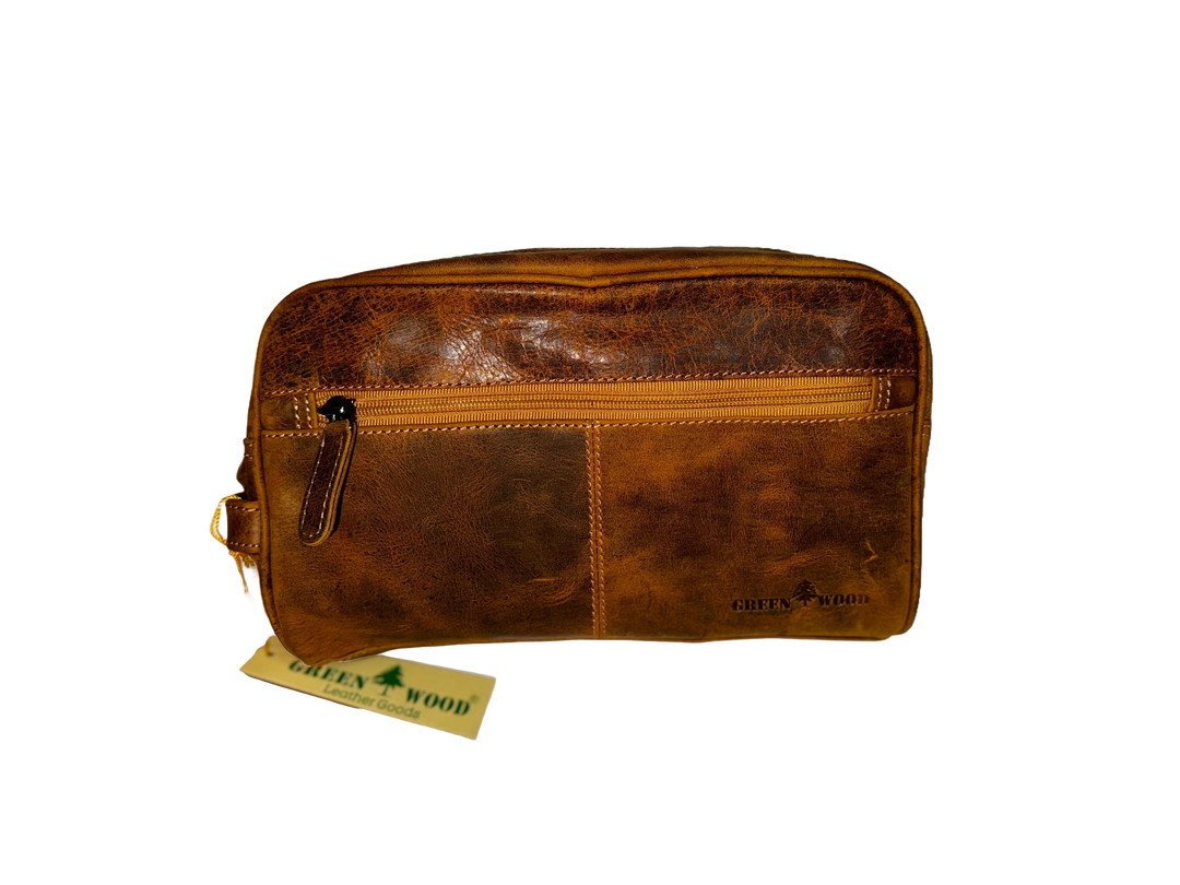 Leather Toiletry Bag Camel - Banff - Greenwood Leather