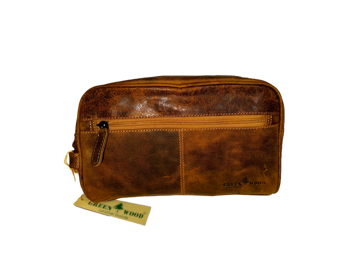 Leather Toiletry Bag Camel - Banff - Greenwood Leather