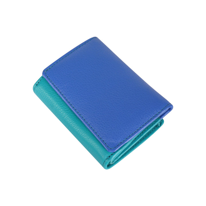 Leather Small Zip Wallet Viola Blue - Greenwood Leather