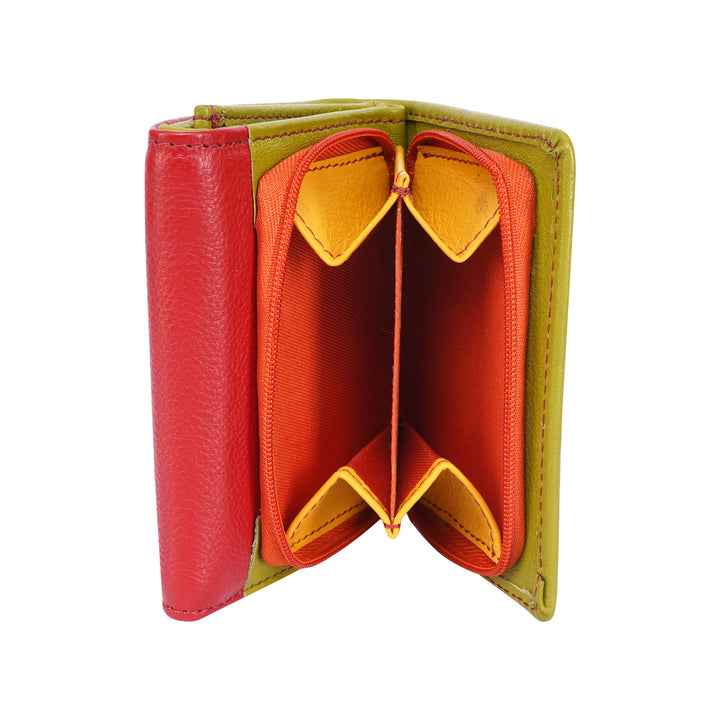 Leather Small Zip Wallet Viola Red - Greenwood Leather