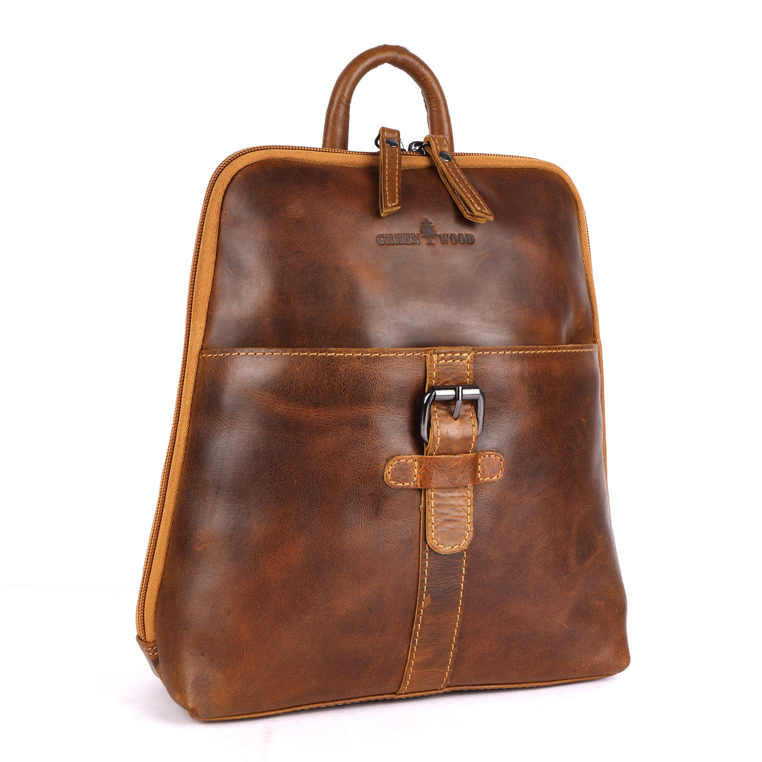 Women's Classic Leather Backpack Jenna, Camel