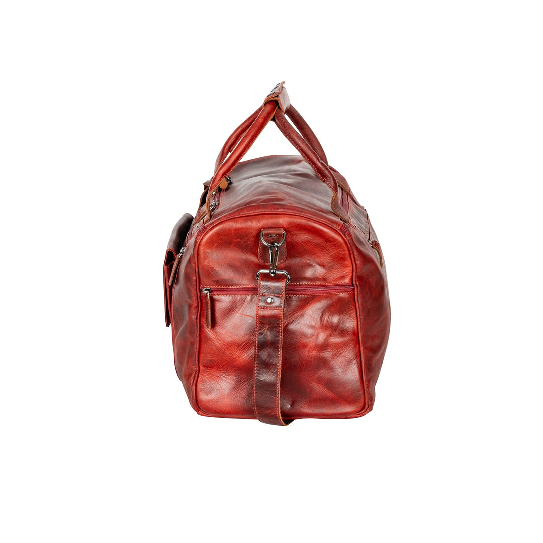 Leather Travel Bag Large - Casual Vintage Look Cherry
