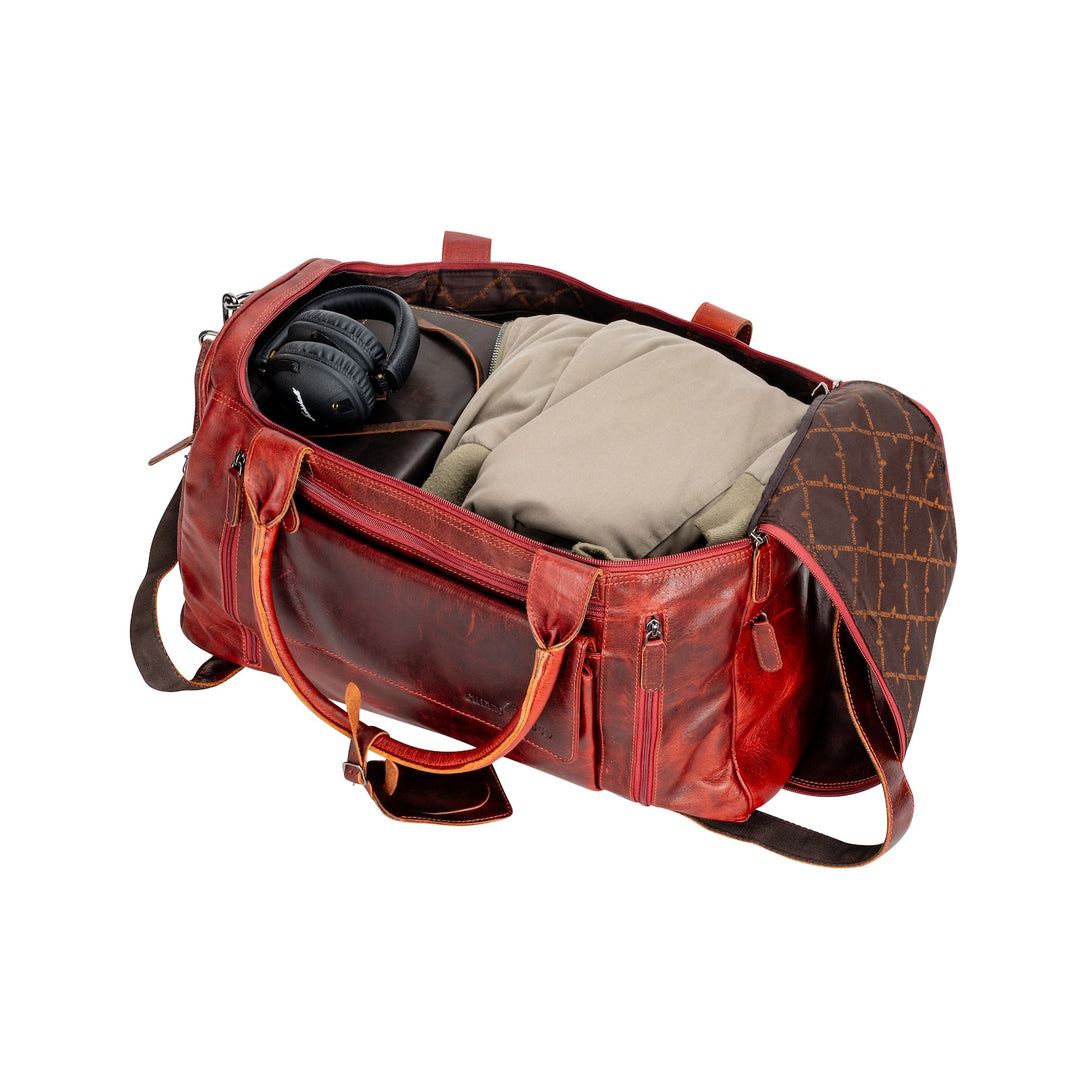 Leather Travel Bag Large - Casual Vintage Look Cherry