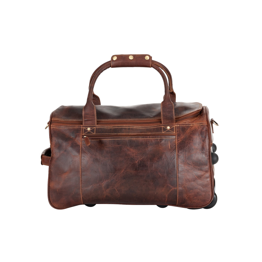 Greenwood “Pathfinder” Leather Wheeled Duffel – Vintage Sandel Travel Trolley - Greenwood Leather