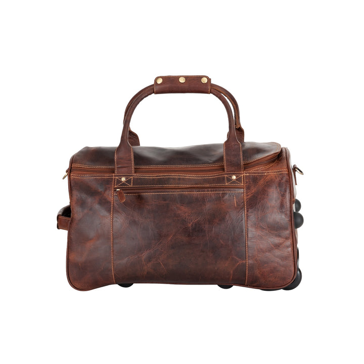 Greenwood “Pathfinder” Leather Wheeled Duffel – Vintage Sandel Travel Trolley - Greenwood Leather