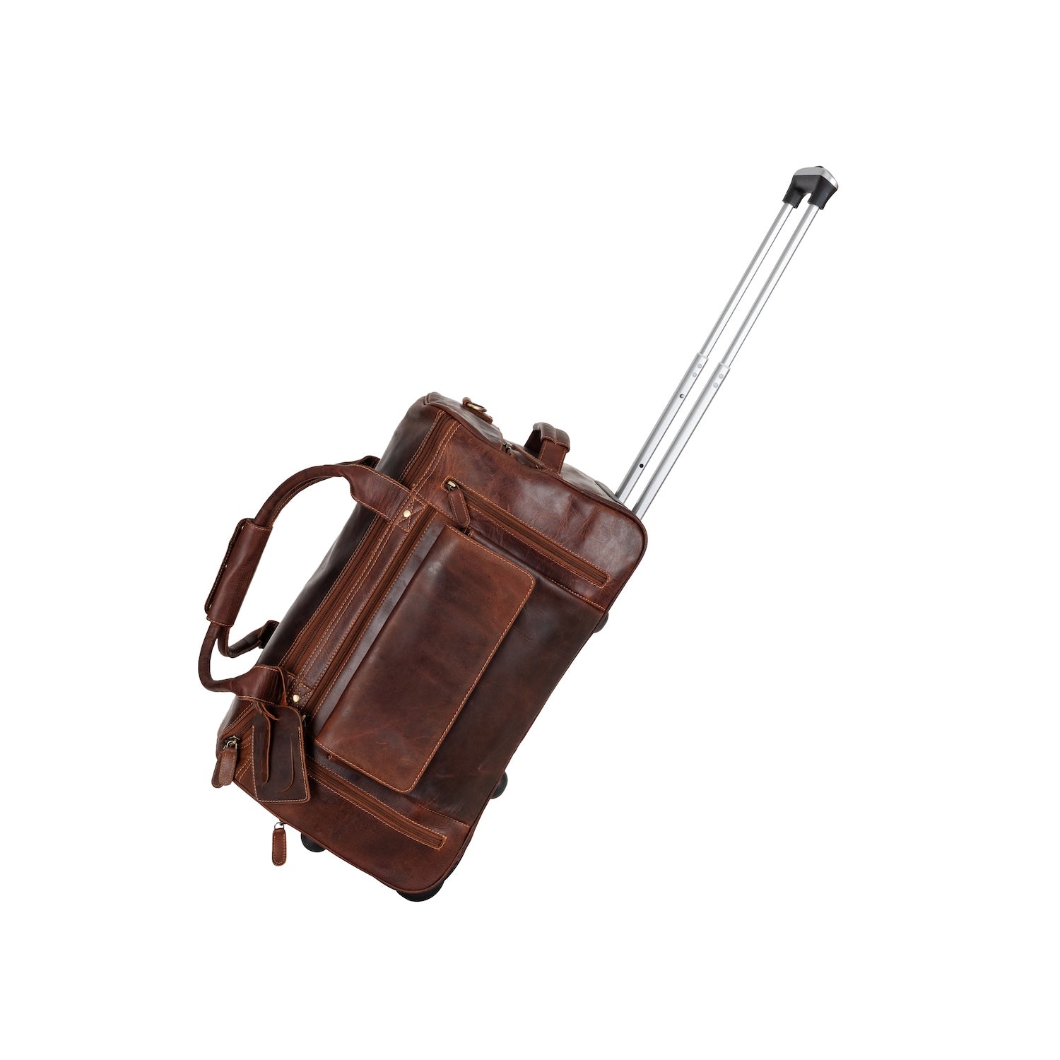 Greenwood “Pathfinder” Leather Wheeled Duffel/Travel Bag– Sandal
