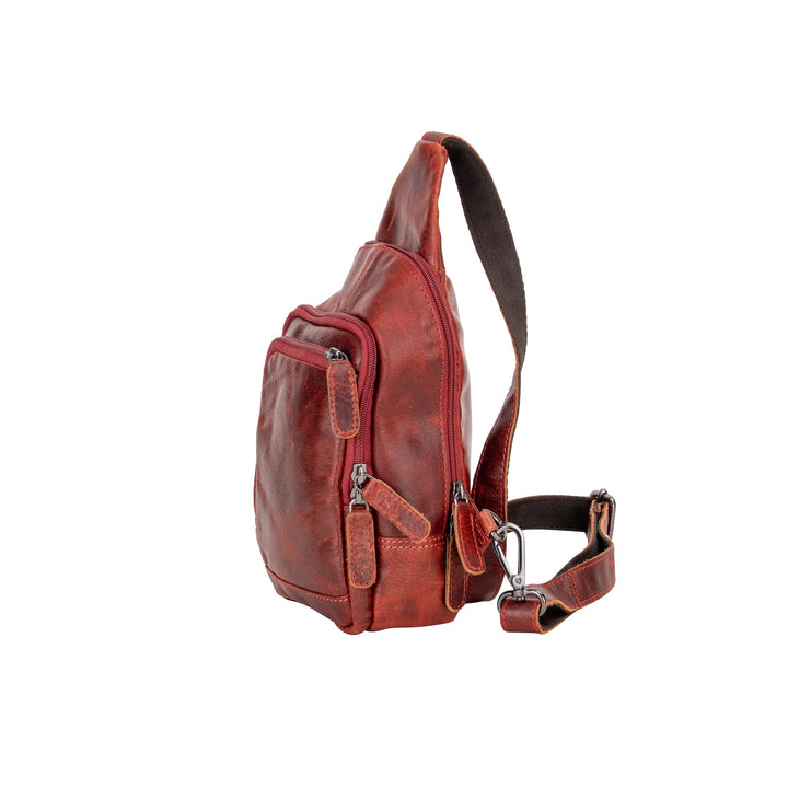 Leather Sling Bag Red- Waxy Ajax