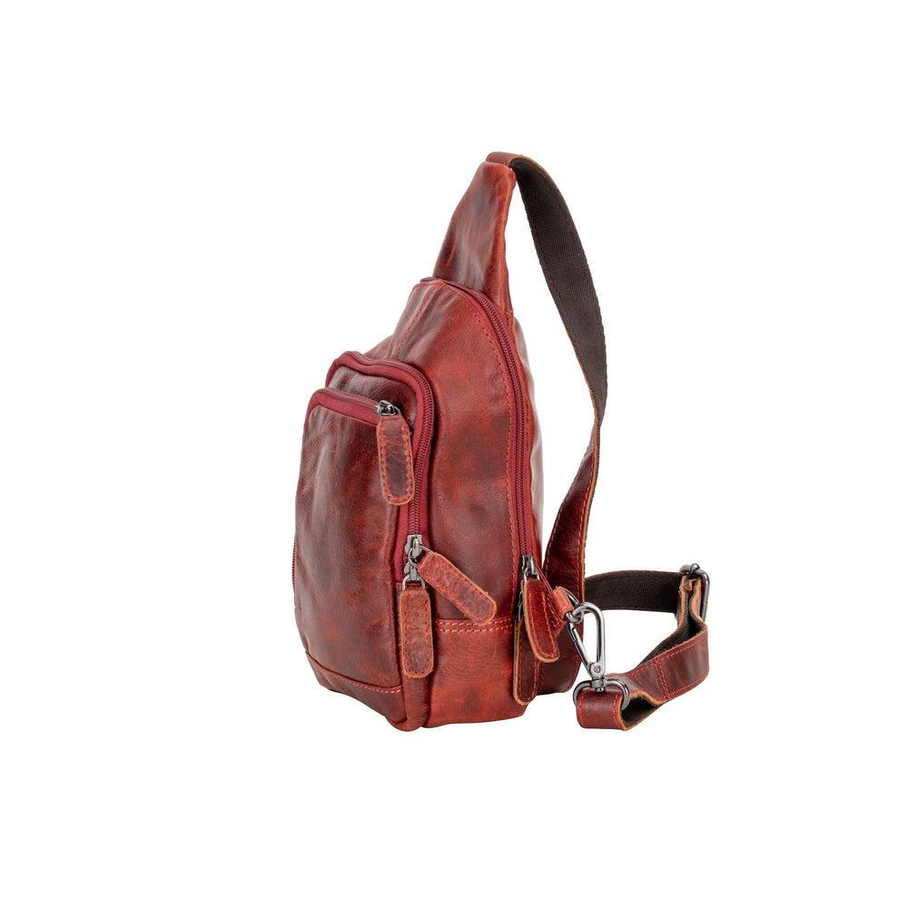 Leather Sling Bag Red- Waxy Ajax - Greenwood Leather