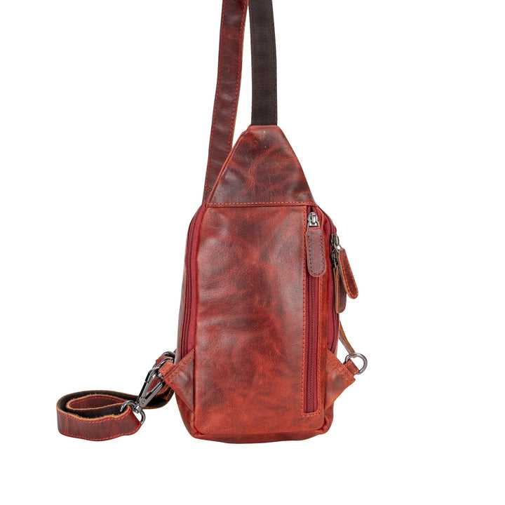 Leather Sling Bag Red- Waxy Ajax