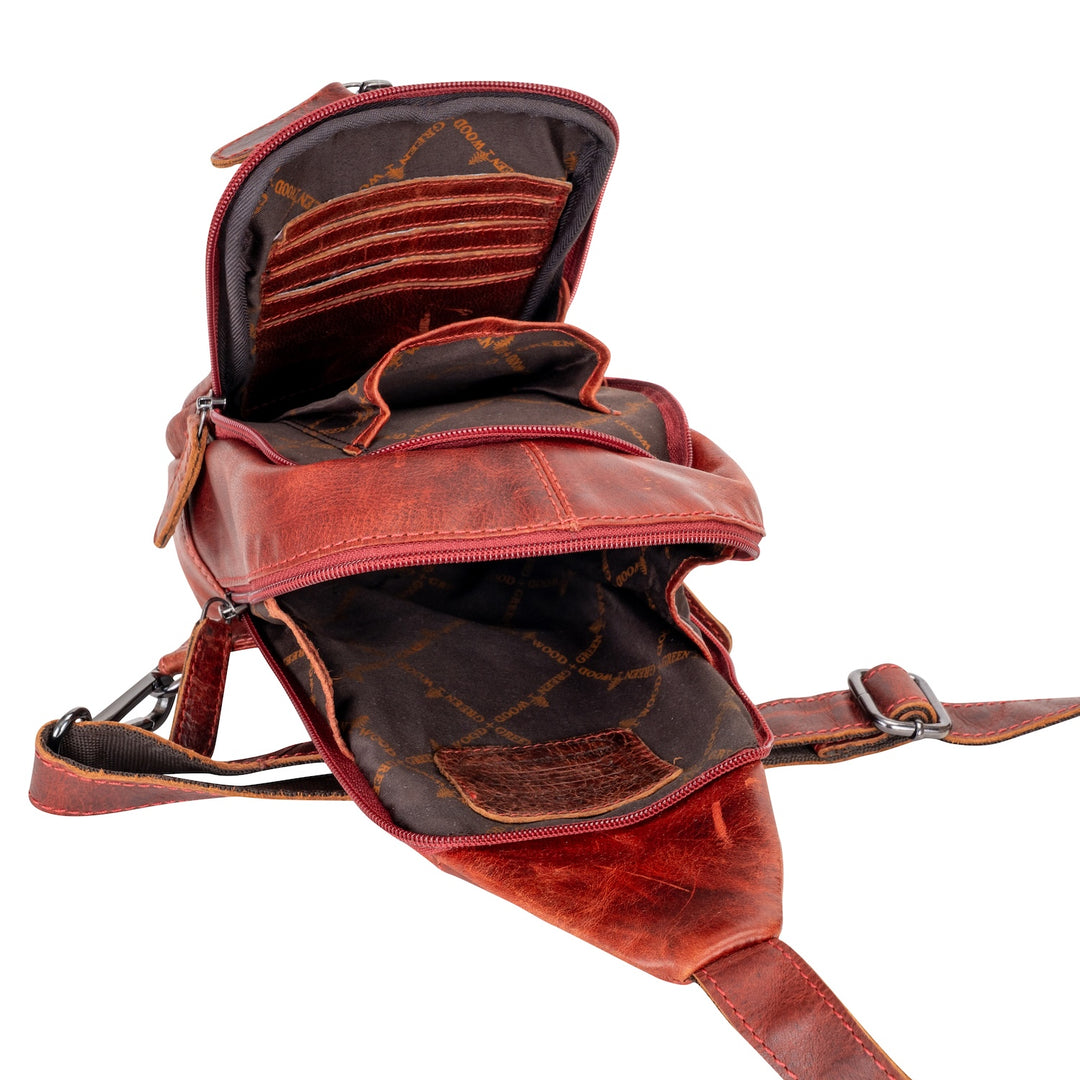 Leather Sling Bag Red- Waxy Ajax