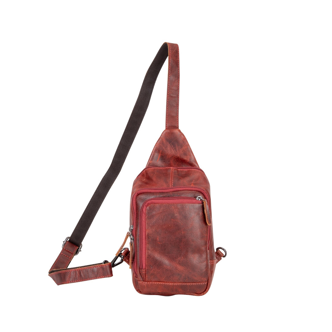 Leather Sling Bag Red- Waxy Ajax