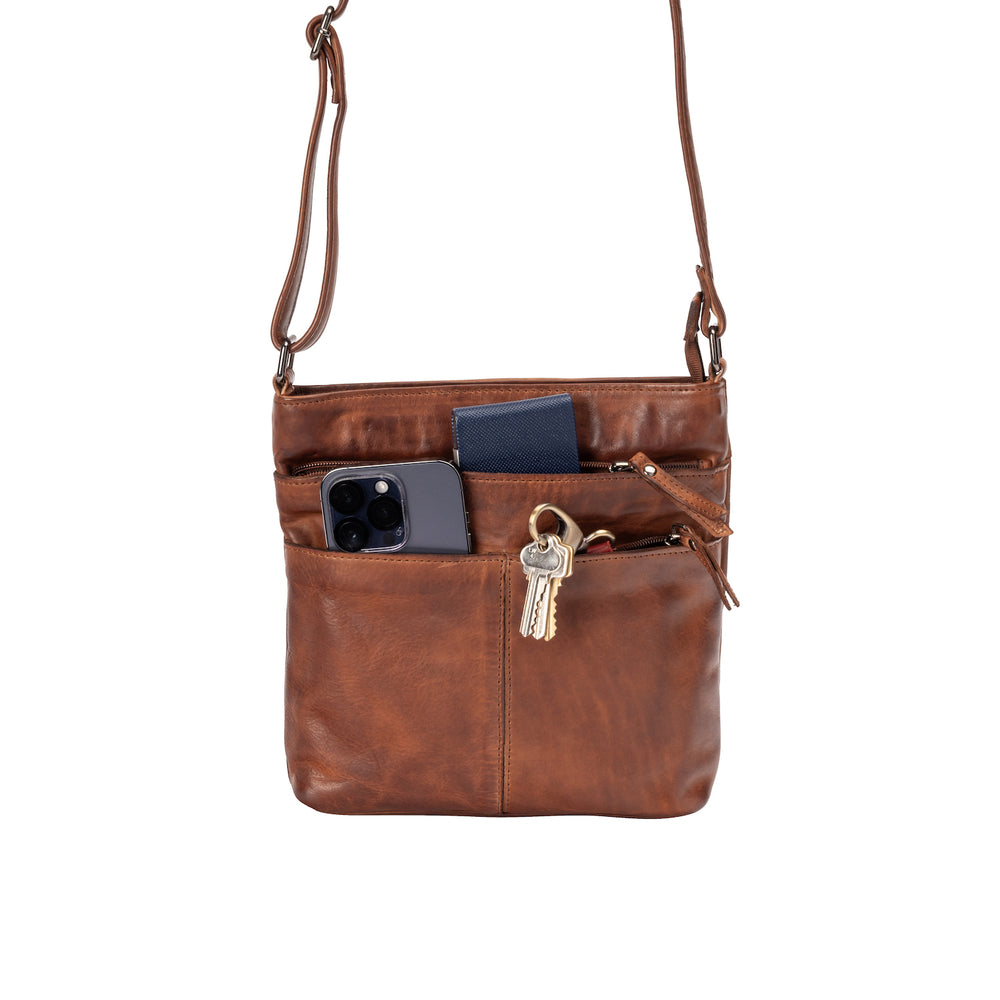 Leather Shoulder Bag Cognac - Greenwood Leather