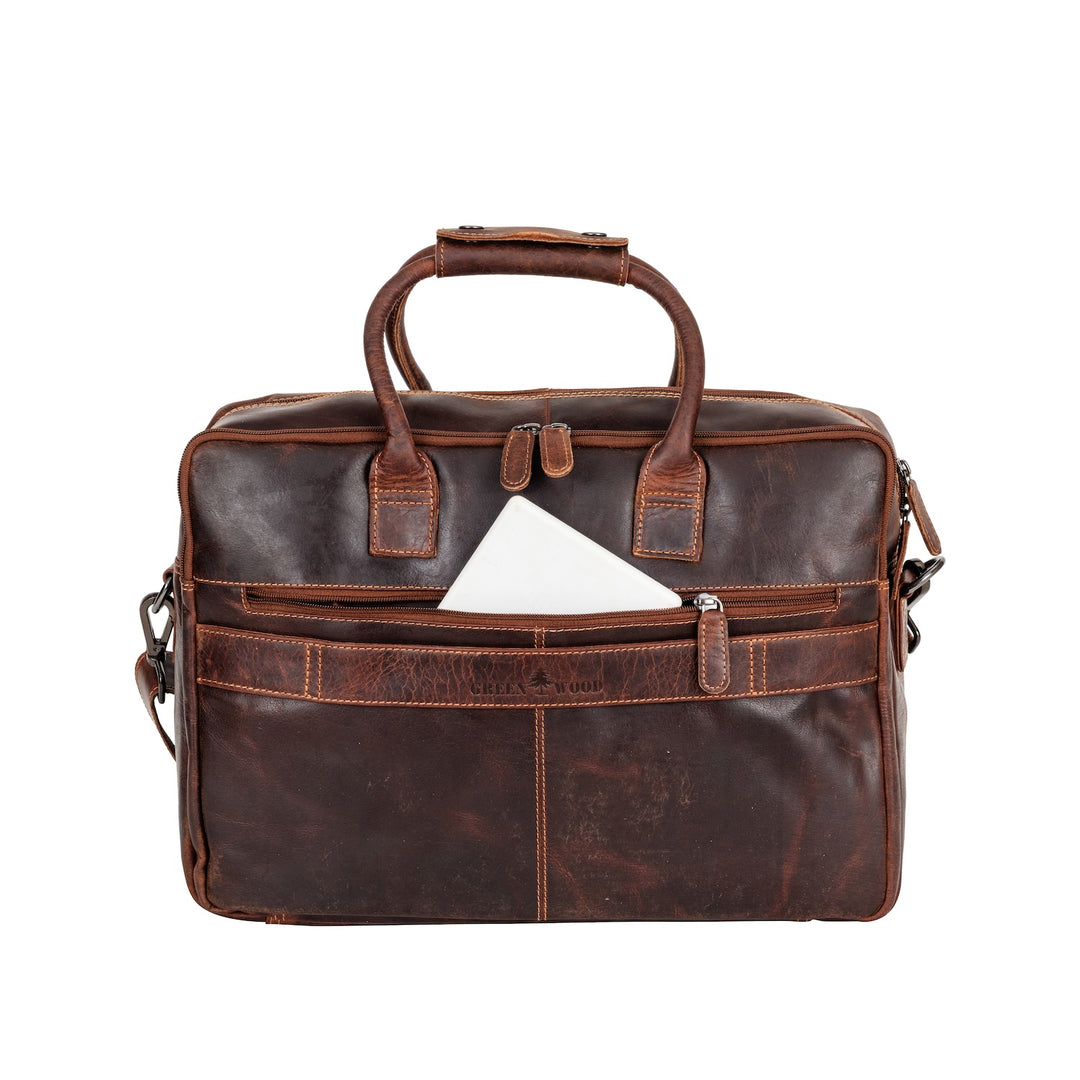 Sacoche pour ordinateur portable en cuir Richard Marron