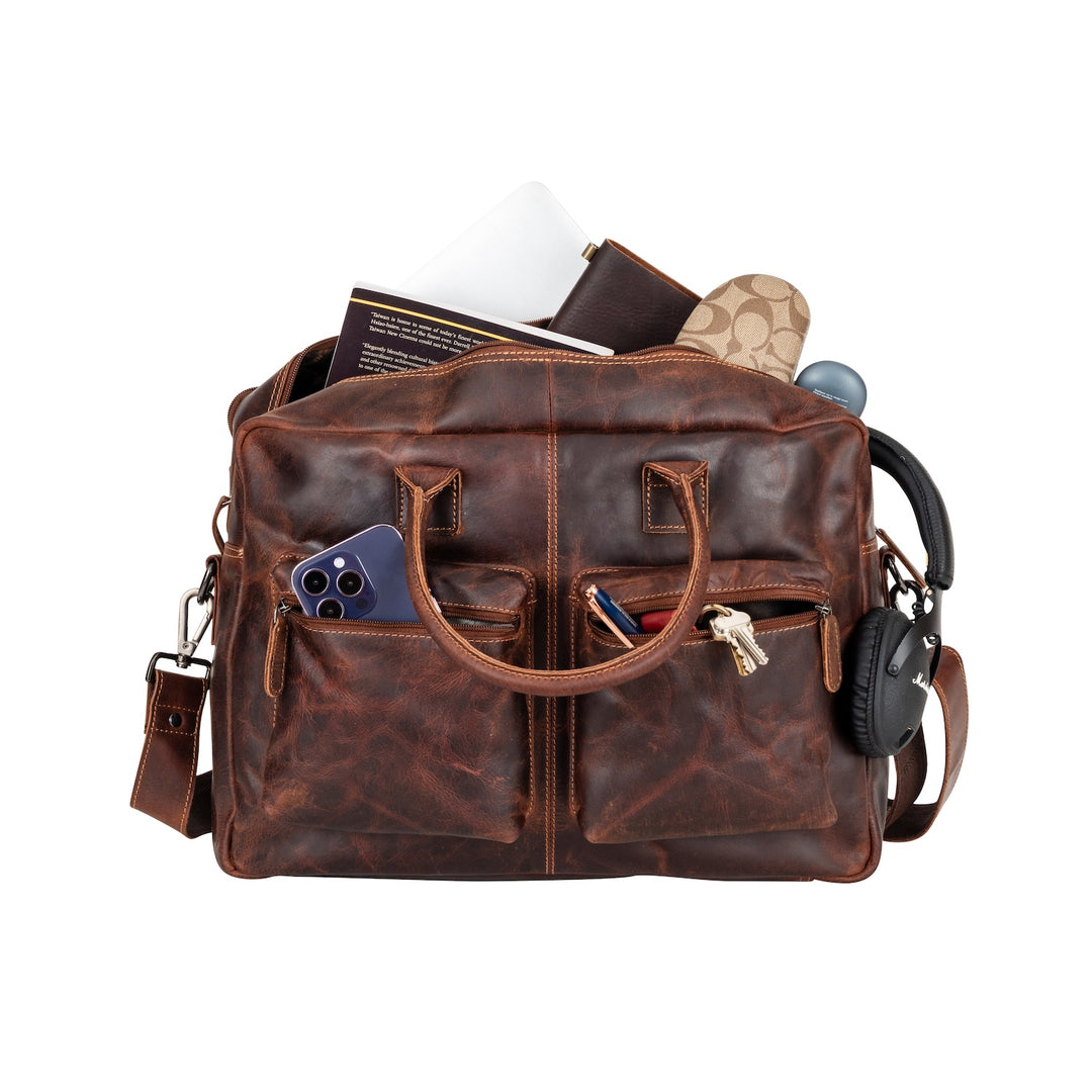 Sacoche pour ordinateur portable en cuir Richard Marron