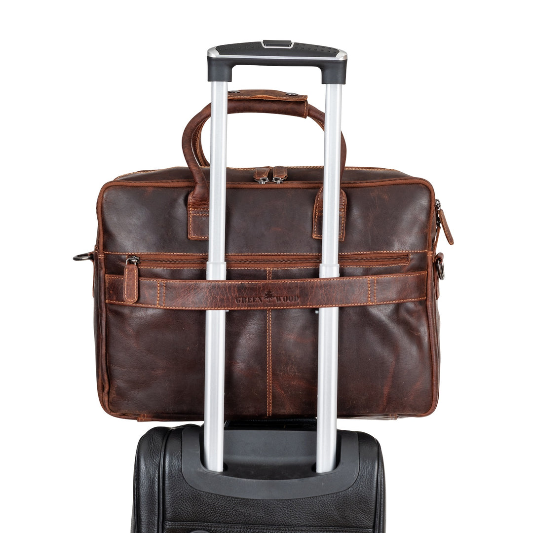 Sacoche pour ordinateur portable en cuir Richard Marron