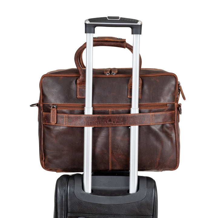 Sacoche pour ordinateur portable en cuir Richard Marron