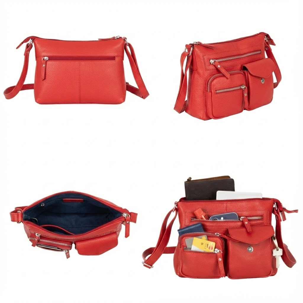 Mila Multi-Pocket Leather Crossbody Bag - Greenwood Leather