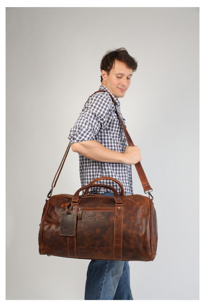 Leather Overnight Travel Bag Victoria - Sandal
