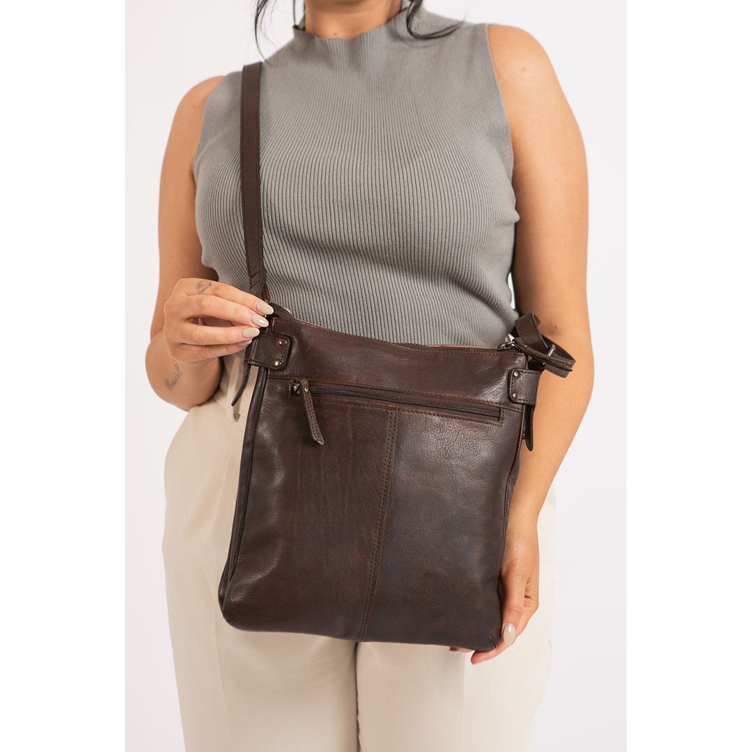 Leather Shoulder Bag Robbie - Brown - Greenwood Leather