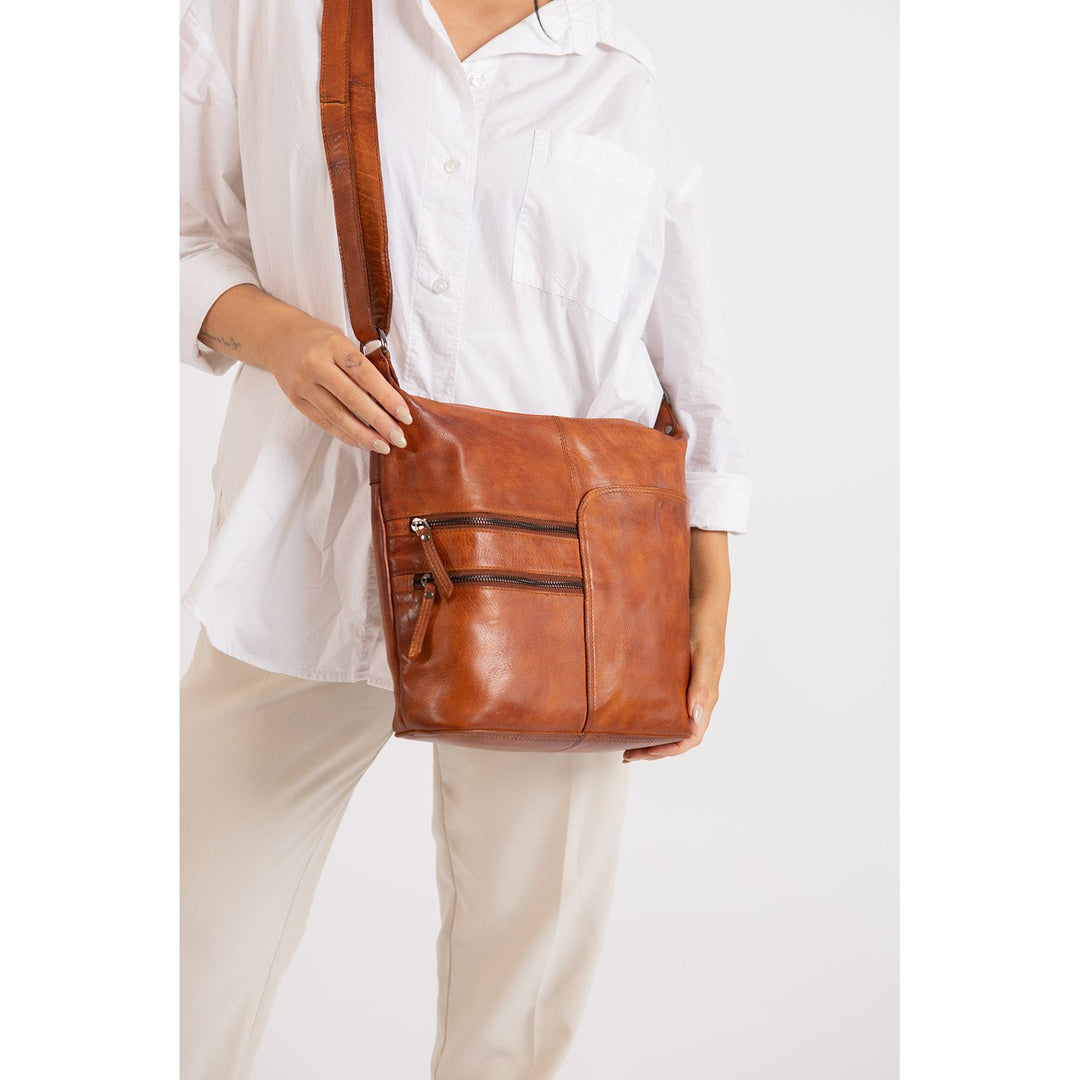 Leather Shoulder bag Bianca - Cognac - Greenwood Leather