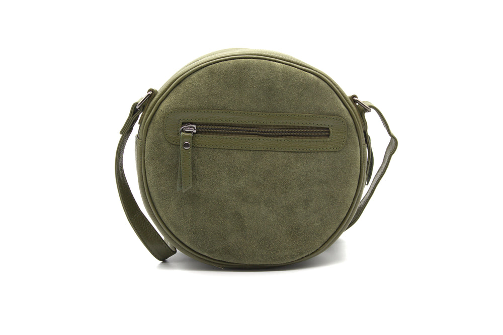 Orla – Genuine Suede Round Crossbody Bag - Greenwood Leather