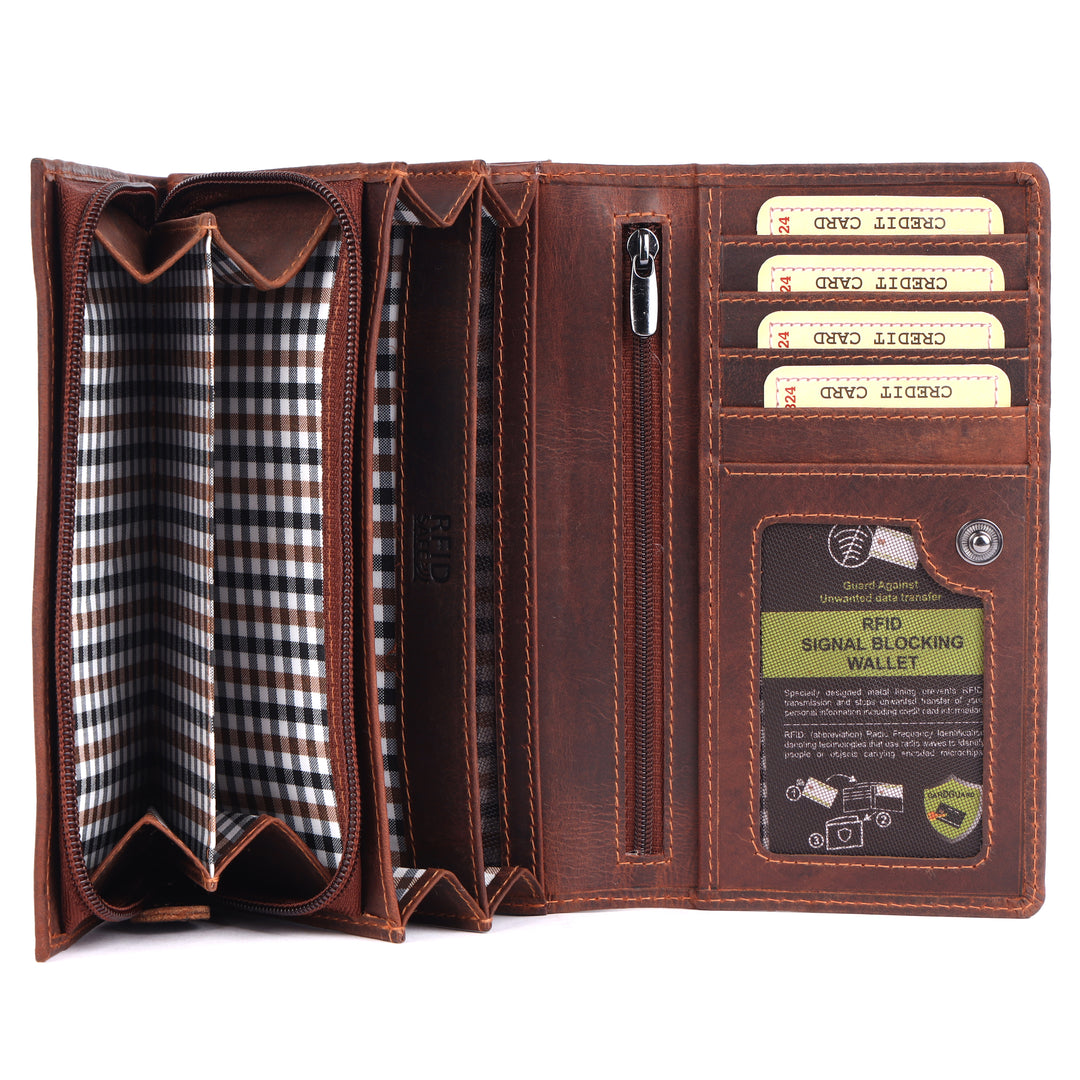Ladies Full Grain Leather Wallet RFID Clutch - Savannah - Greenwood Leather
