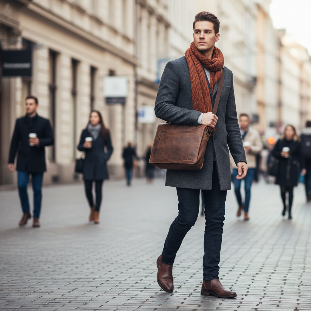 Leather Laptop Bag Berlin - Sandal